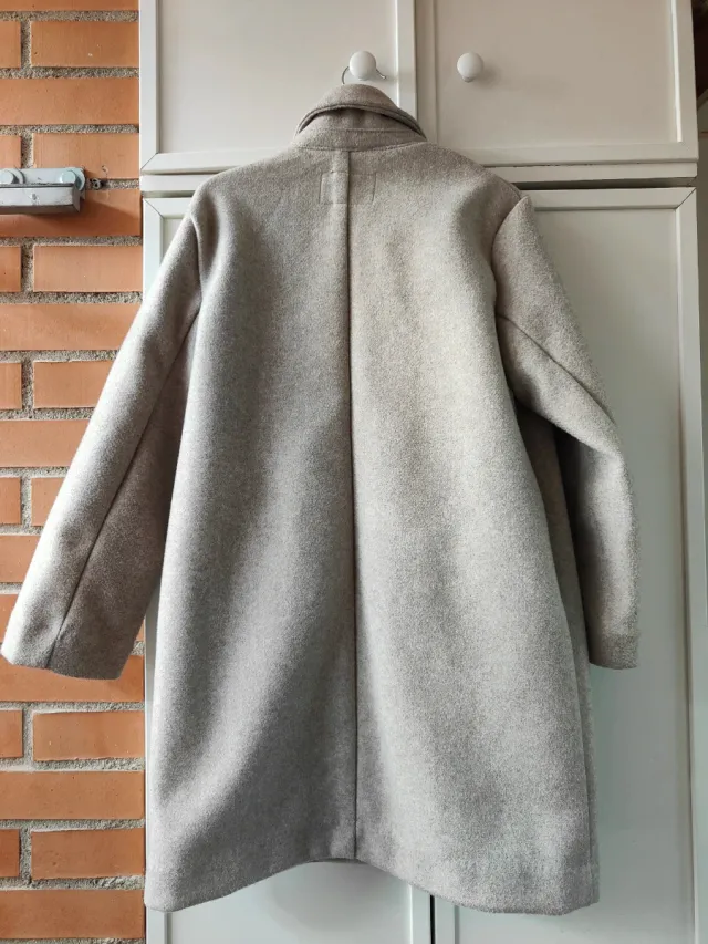 Abrigo paño niña beige/gris talla 8