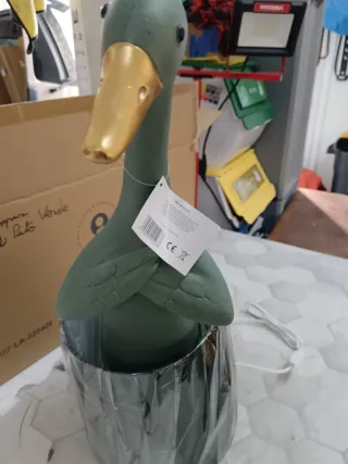 Lámpara Pato Resina Poliéster Verde/Dorado