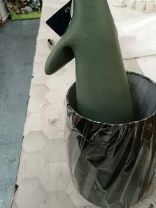 Lámpara Pato Resina Poliéster Verde/Dorado