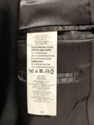 Americana Corte Inglés Gris Talla 56