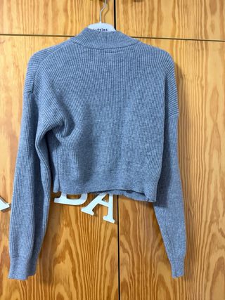 Chaqueta de lana gris con cremallera