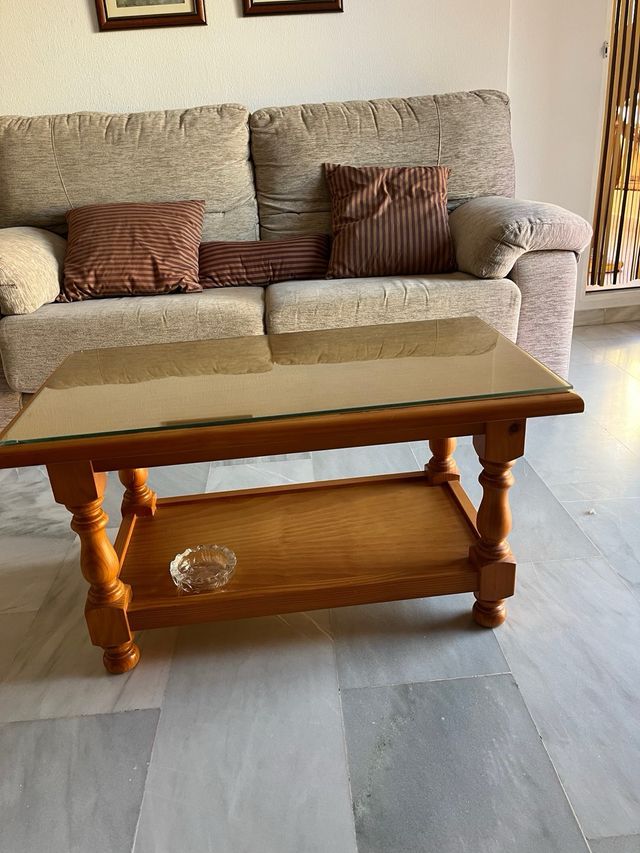 Conjunto Muebles Salón Vitrina Mesa Madera