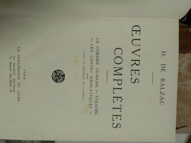 Balzac – Œuvres Complètes (2 volumi, ed. La Renais