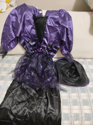 Disfraz Bruja Morado y Negro Talla Única
