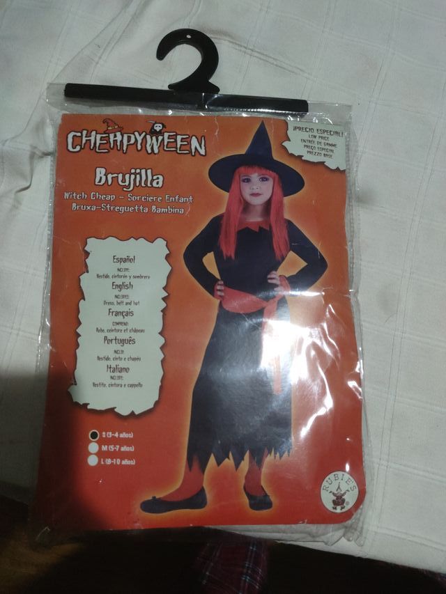 Disfraz Bruja 3-4 años Negro/Rojo