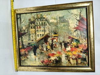 Cuadro óleo mercado flores París