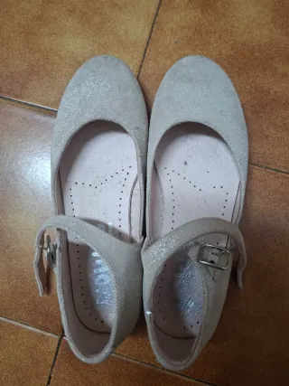 Bailarinas Beige y Doradas con Brillo