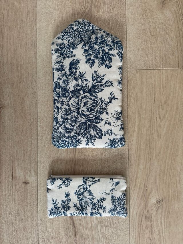 Funda agenda y estuche toile azul