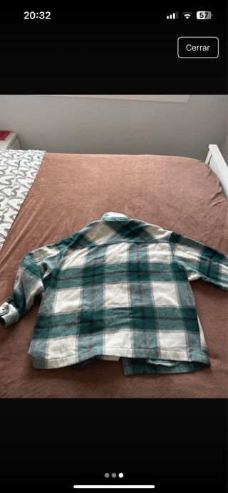 Sobrecamisa cuadros Zara verde y blanco
