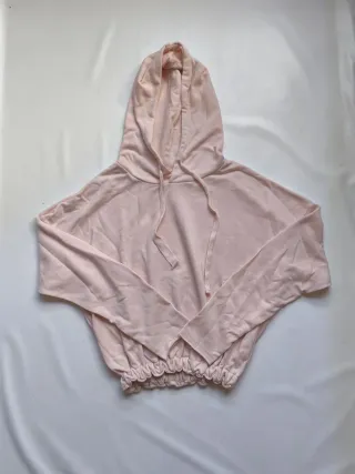Sudadera rosa corta con cordones