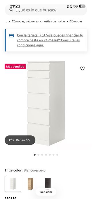 Cómoda MALM IKEA Blanca 40x123