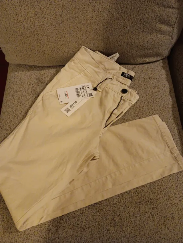 Pantalón Zara Talla 38 Beige Hombre