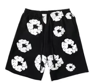 Pantalones cortos grises con flores blancas