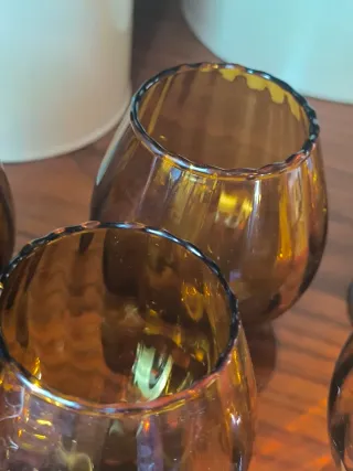 6 Copas Balón Vintage Ámbar Cristal