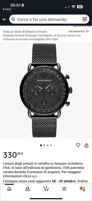 Orologio Emporio Armani Aviator Automatico Black