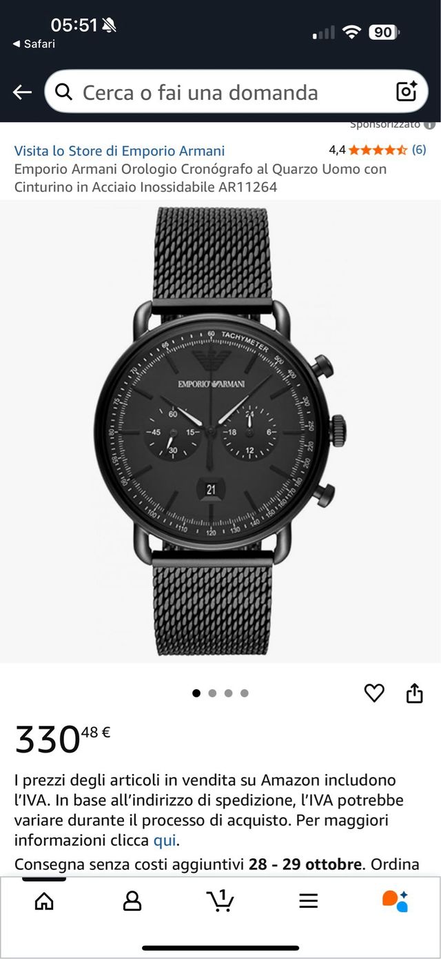 Orologio Emporio Armani Aviator Automatico Black