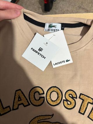 Camiseta Lacoste Beige Nueva Talla M