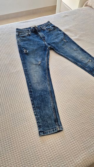 Pantalón Vaquero Pull&Bear Azul Ajustado