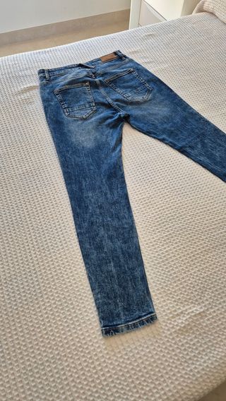 Pantalón Vaquero Pull&Bear Azul Ajustado