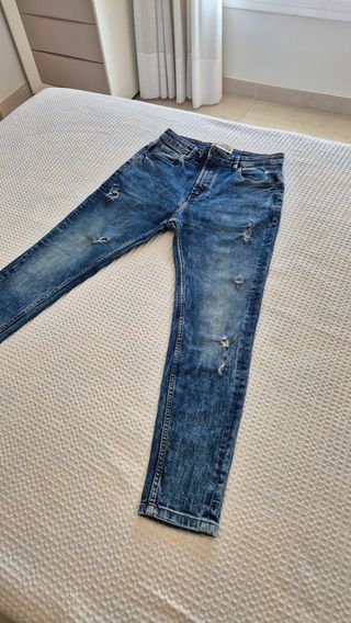 Pantalón Vaquero Pull&Bear Azul Ajustado