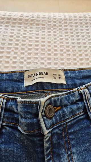 Pantalón Vaquero Pull&Bear Azul Ajustado