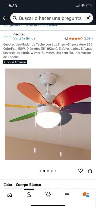 Ventilador de techo Cecotec Multicolor