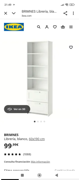 Estantería librería madera blanca