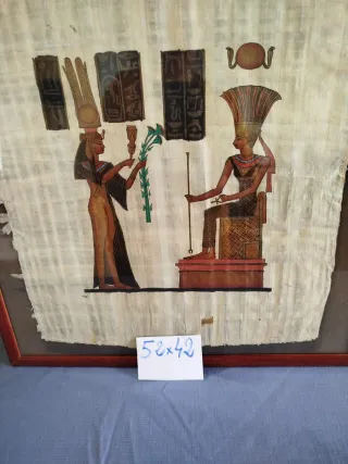 Antiguo papiro egipcio enmarcado