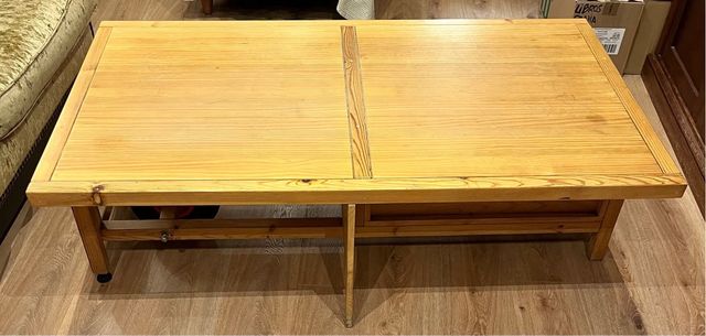 TAVOLINO INDUSTRIALE IN LEGNO DI PINO CON CASSETTO