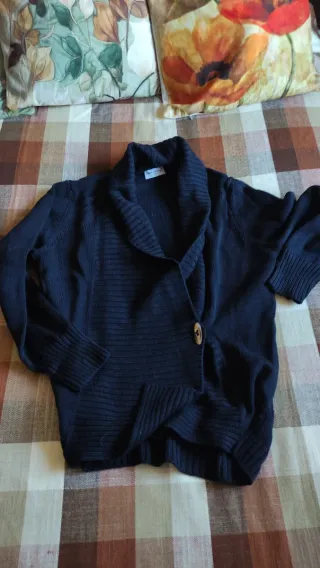 Cardigan vintage lana merino blu