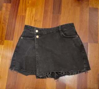 Falda pantalón tejana negra Zara