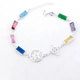 Pulsera Nudo brujas, Tetragrámaton, cristales plat