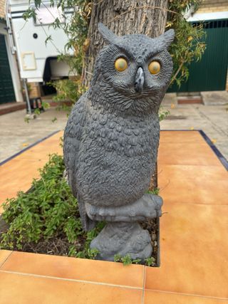 Figura búho realista PVC ojos dorados