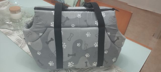 Transportín gato/perro gris y blanco