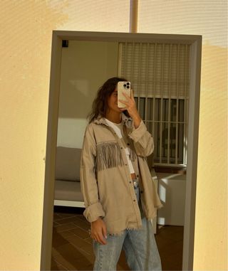 Chaqueta Zara Flecos Beige