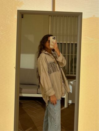 Chaqueta Zara Flecos Beige