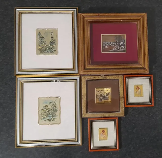 6 Quadri Cromolitografie Fogli Oro