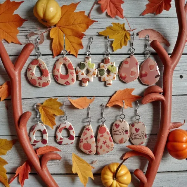 Pendientes Otoñales Beige y Naranja