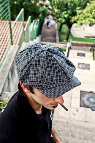 Boina a cuadros, newsboy.
Talla 58cm
