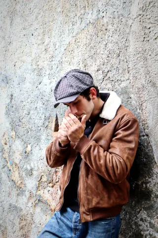 Boina a cuadros, newsboy.
Talla 58cm