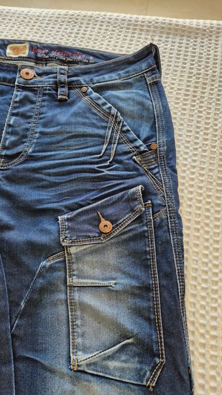 Pantalón Vaquero E&G Azul Ajustado Bolsillos