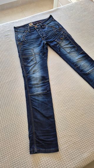 Pantalón Vaquero E&G Azul Ajustado Bolsillos