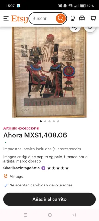Cuadro Egipcio Papiro Original Certificado
