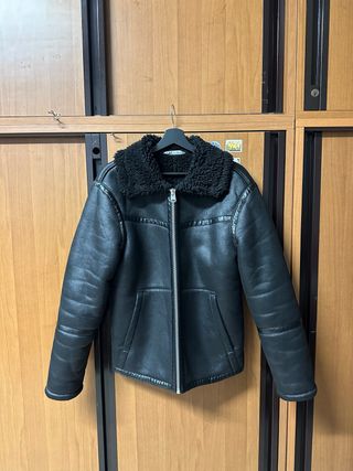 Giubbotto Zara Pelle Nero con Pelliccia