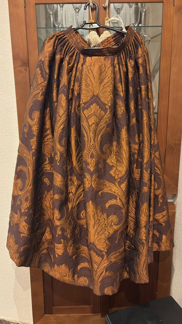 Falda Fallera Marrón Brocado