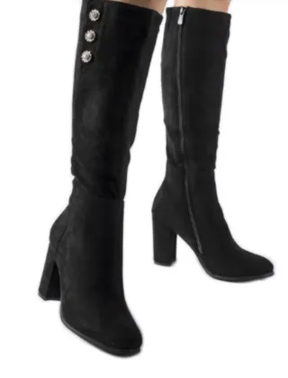 Botas altas negras con pedrería T.38