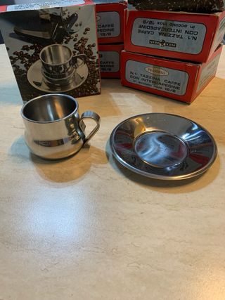 Tazzine caffè acciaio inox Pran vintage