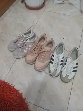 Lote 3 Zapatillas Adidas Rosa y Blanco
