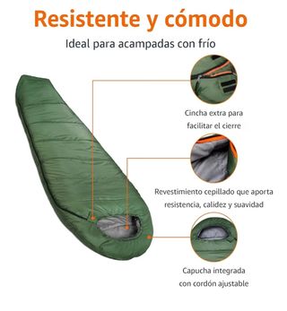 Saco de dormir Amazon Basics verde