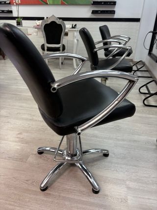 3 poltrone da parrucchiere nere/argento